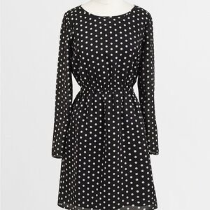 J Crew Factory  Black and White Polka Dot Dress